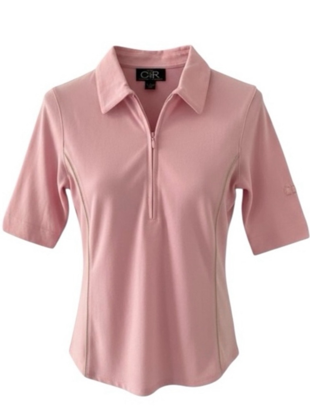 C&R Claudia Romana Light Pink Half Sleeve Polo Shirt Size Small